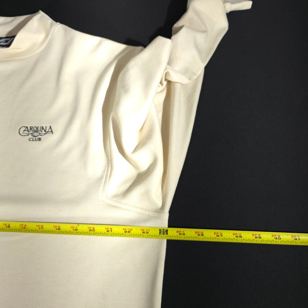 FootJoy Carolina Club Golf Mock Neck Shirt Mens Large Cream Long Sleeve Stretch - Picture 4 of 12